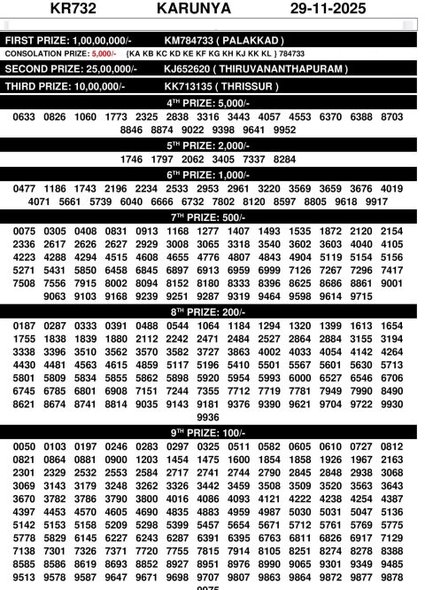 Karunya KR-732 Lottery Result Today